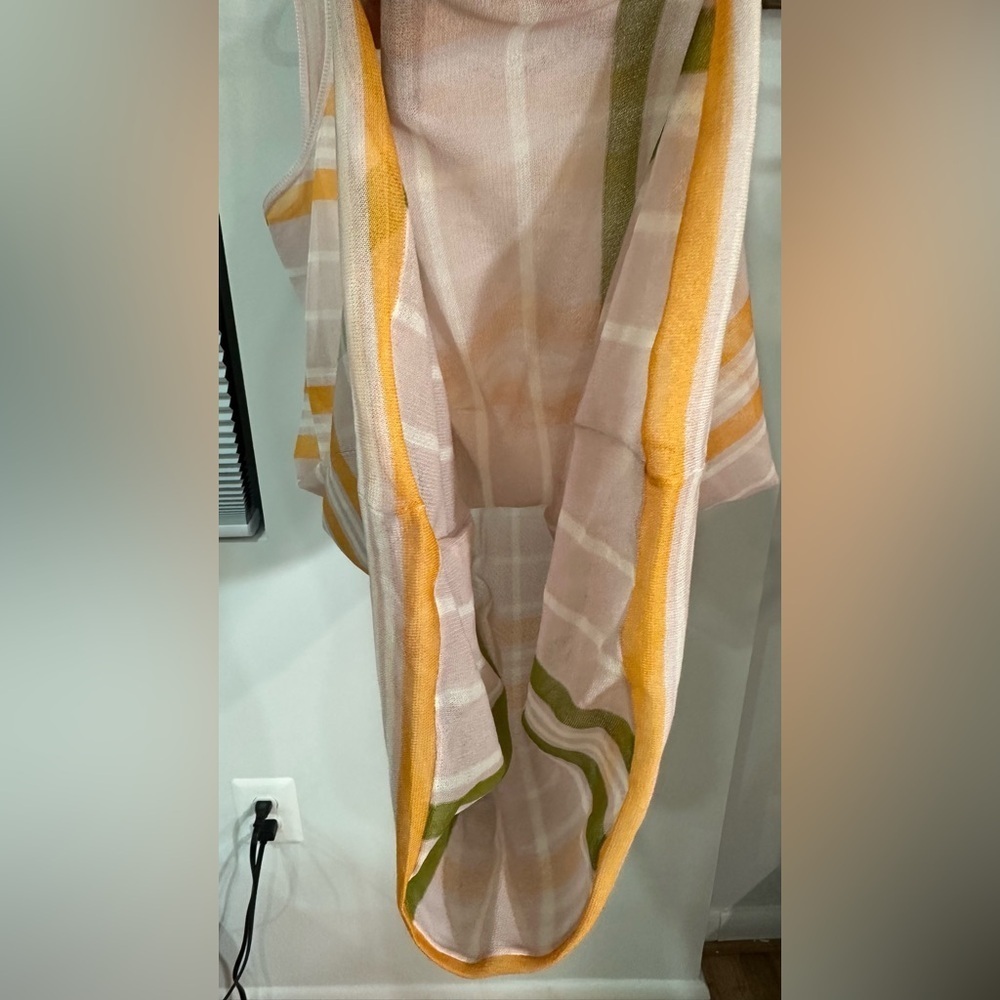 NWT Marni Double Layer Sheer Tank Dress Orange Pink Plaid Silk IT 40 (US4) - Picture 6 of 14